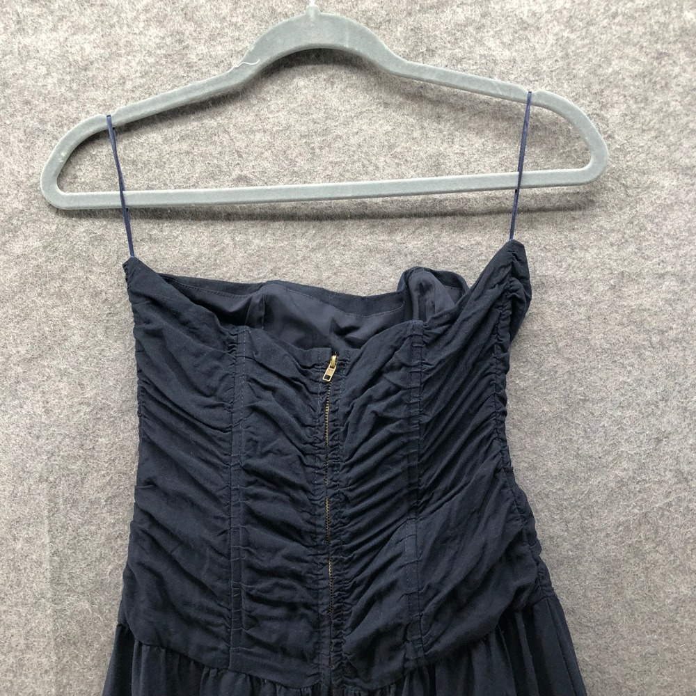 Lioness Linen Blend Strapless Maxi Dress Womens S Black Ruched A-Line Boning - Picture 5 of 11